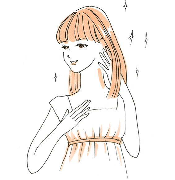髪を触る女性